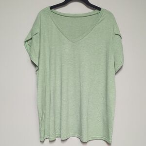 Light Green V-Neck Women's Top
